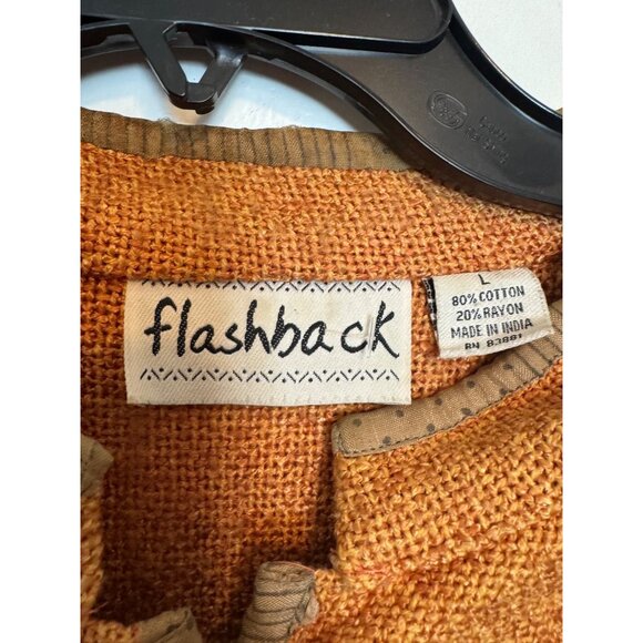 Vintage Flashback Cardigan Sweater Women’s L Floral Patchwork Button-Down Orange - Picture 3 of 5